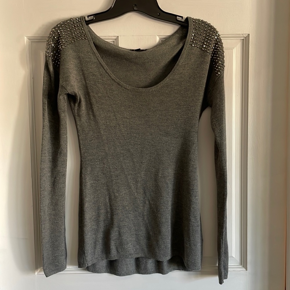 Express scoop neck rhinestone sweater